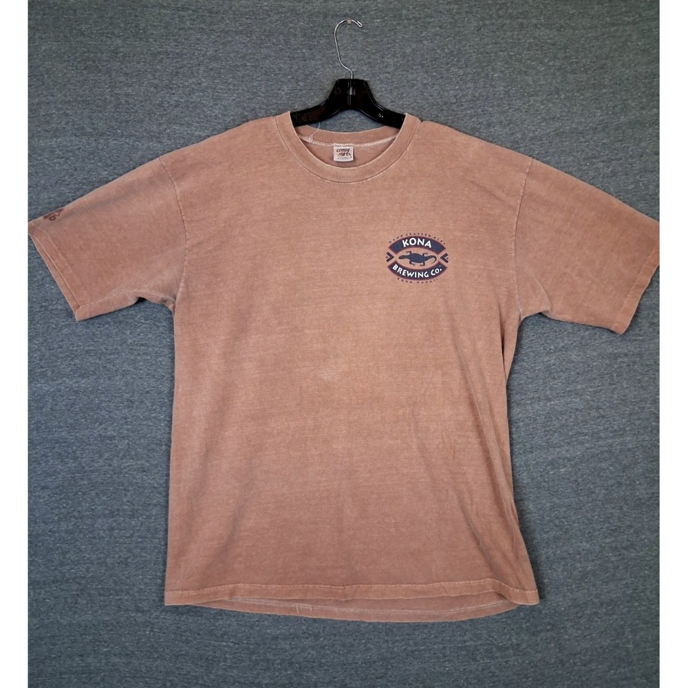 Crazy Shirts Mens Shirt XL Brown Beer Dyed Kona Brewing Lavaman Hawaii USA Ale